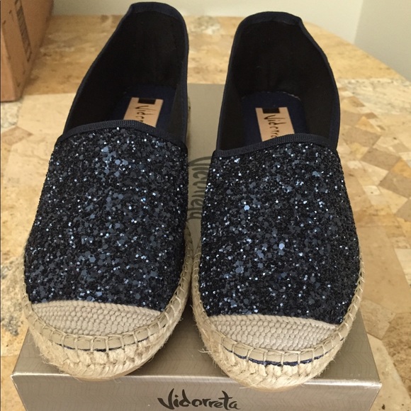 Vidorreta Sparkly Glitter Navy Espadrilles Size 8 - Picture 3 of 8